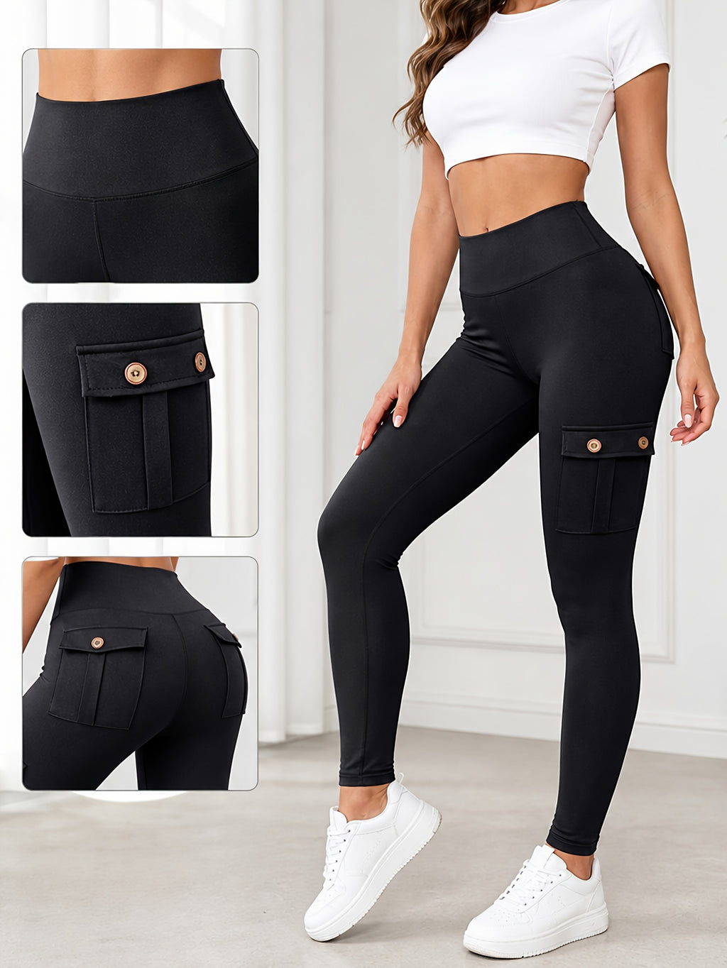 5 Pack Women's High Waist Yoga Leggings with Pockets – Tummy Control, 4-Way Stretch, Slim Fit, Soft & Breathable Workout Leggings for Gym, Running & Daily Wear, M-XXL