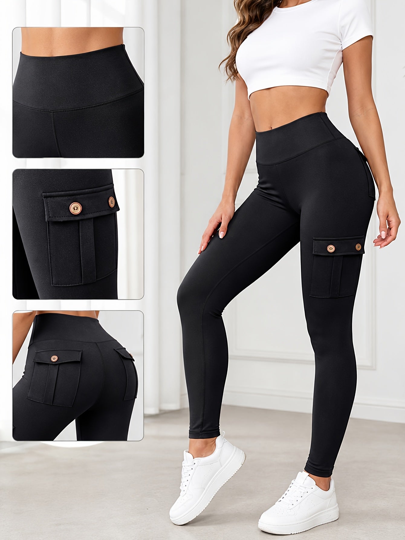 5 Pack Women's High Waist Yoga Leggings with Pockets – Tummy Control, 4-Way Stretch, Slim Fit, Soft & Breathable Workout Leggings for Gym, Running & Daily Wear, M-XXL