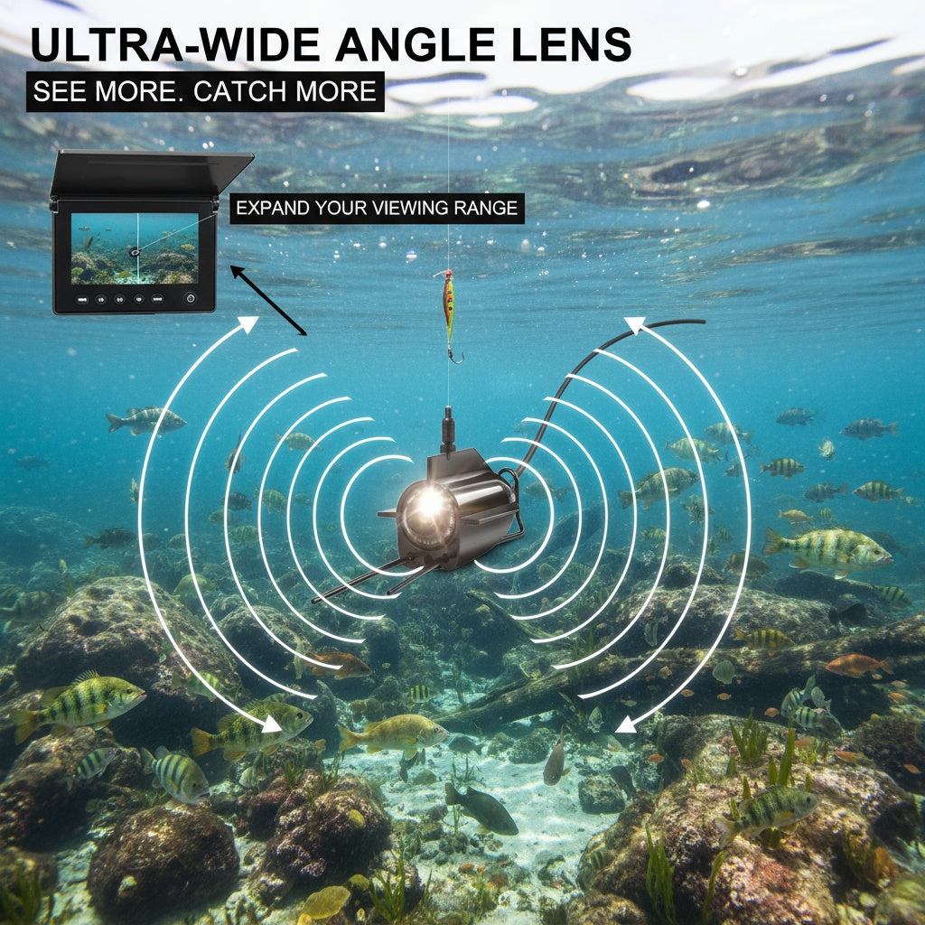 Underwater Fishing Camera Fish Finder HD 4.3 Inch Screen 140° Wide Angle Lens Fish Attracting Light Underwater Camera for Ice Fishing Lake River