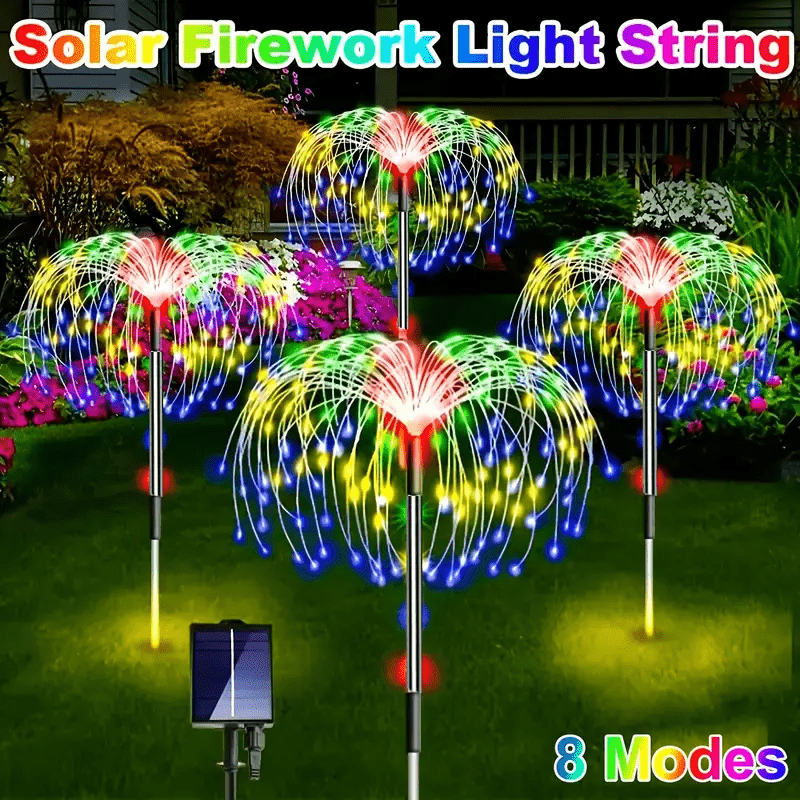 Solar Firework Lights DIY Copper Wire 4-Pack – 240 LED, IP65 Waterproof, 8 Modes, Flexible Shape Design for Garden, Lawn, Patio & Pathway | Christmas, Halloween & Thanksgiving Decor
