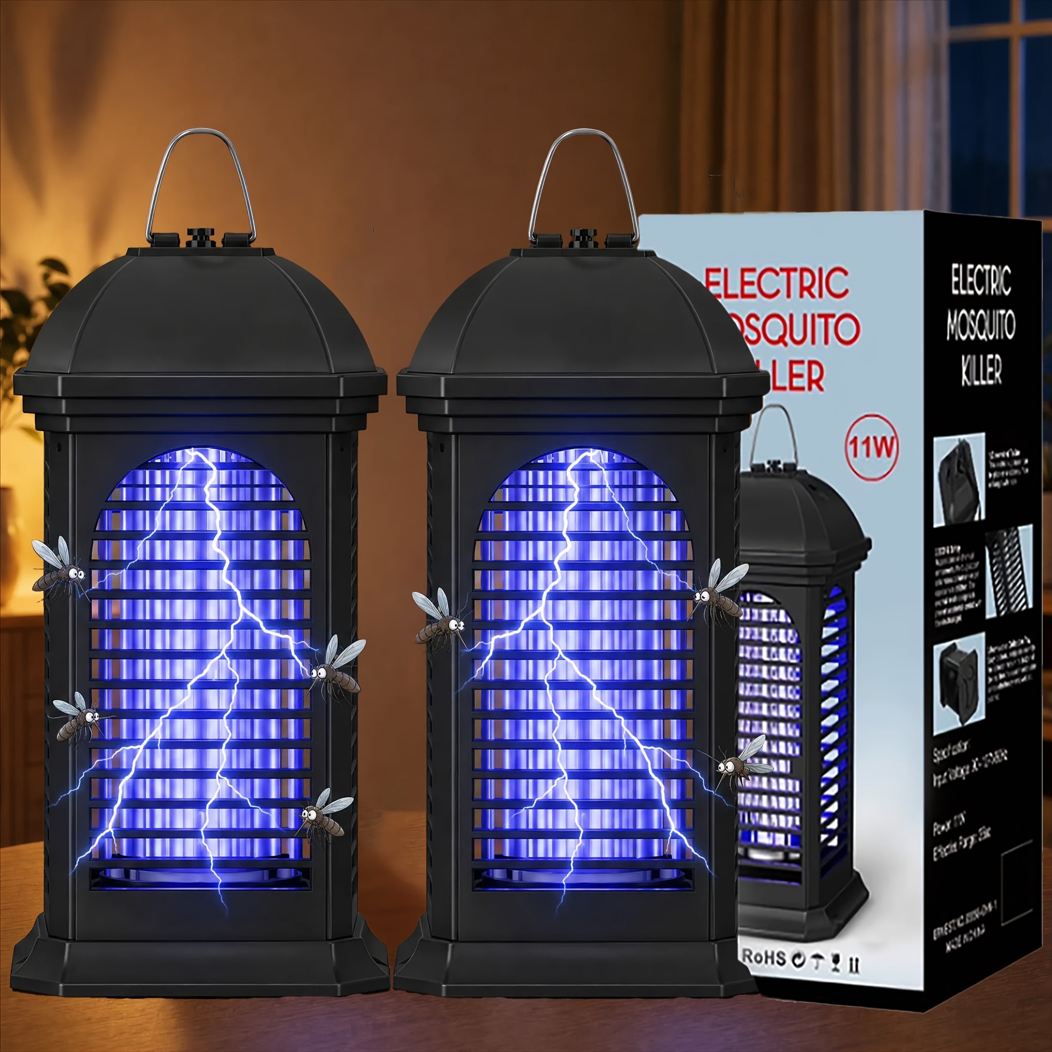 Bug Zapper Electric Mosquito Zapper Fly Killer Metal Mesh Indoor Insect Trap Lamp for Home Kitchen Bedroom Family Gift