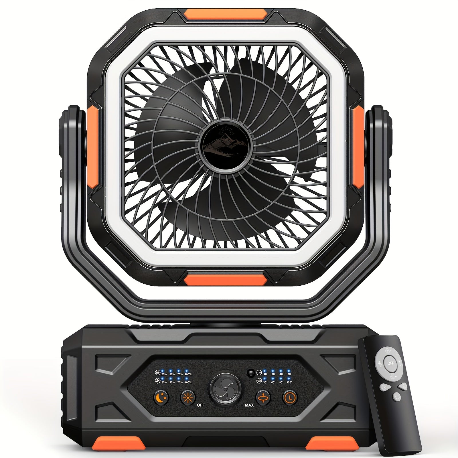 20000mAh Portable Camping Fan with Remote & Oscillation – 4-Speed Rechargeable Battery Fan with LED Lantern for Tent, Car, RV, Travel & Emergency Power Outage, 138-Hour Runtime