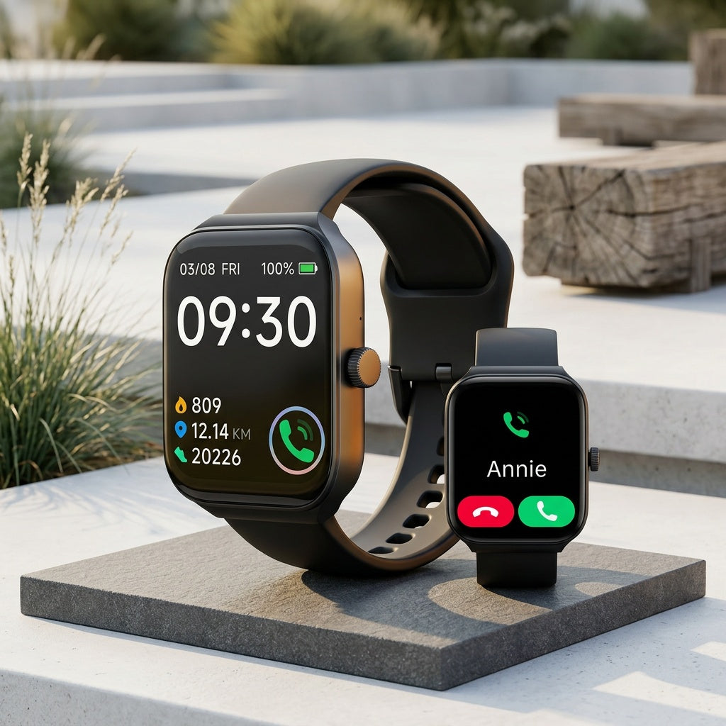 Smart Watch 1.83 Inch Screen Wireless Calling Fitness Tracker Step Counter Heart Rate Monitor Multiple Sports Modes for iPhone Android Men Women