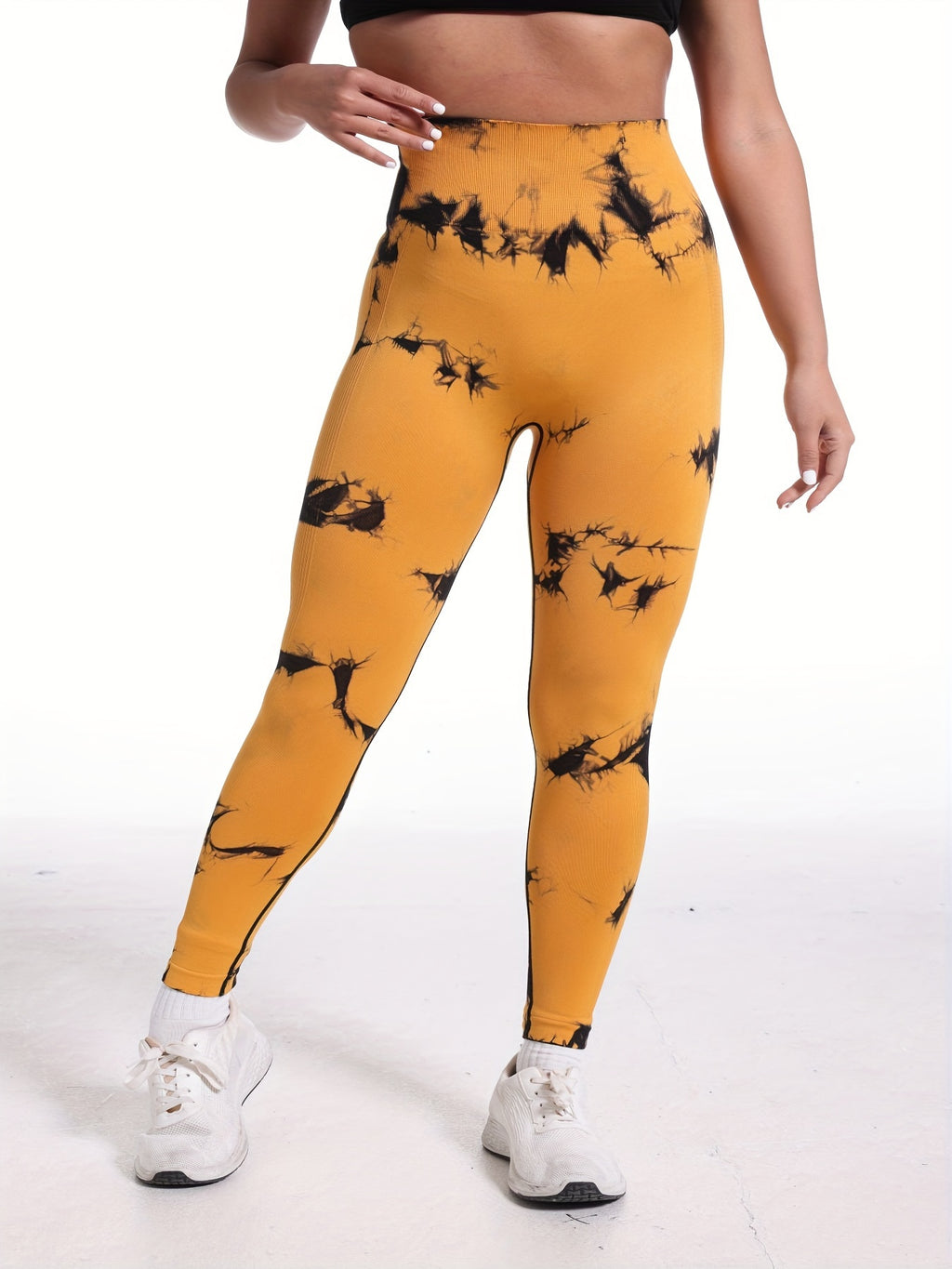 Tie Dye Yoga Pants 5-Pack for Women High Waist Tummy Control Peach Lift Leggings – 4-Way Stretch Running Tights Fitness Workout Pants Squat Proof Non-See-Through Polyamide Leggings S M L XL Multi-Color Sets