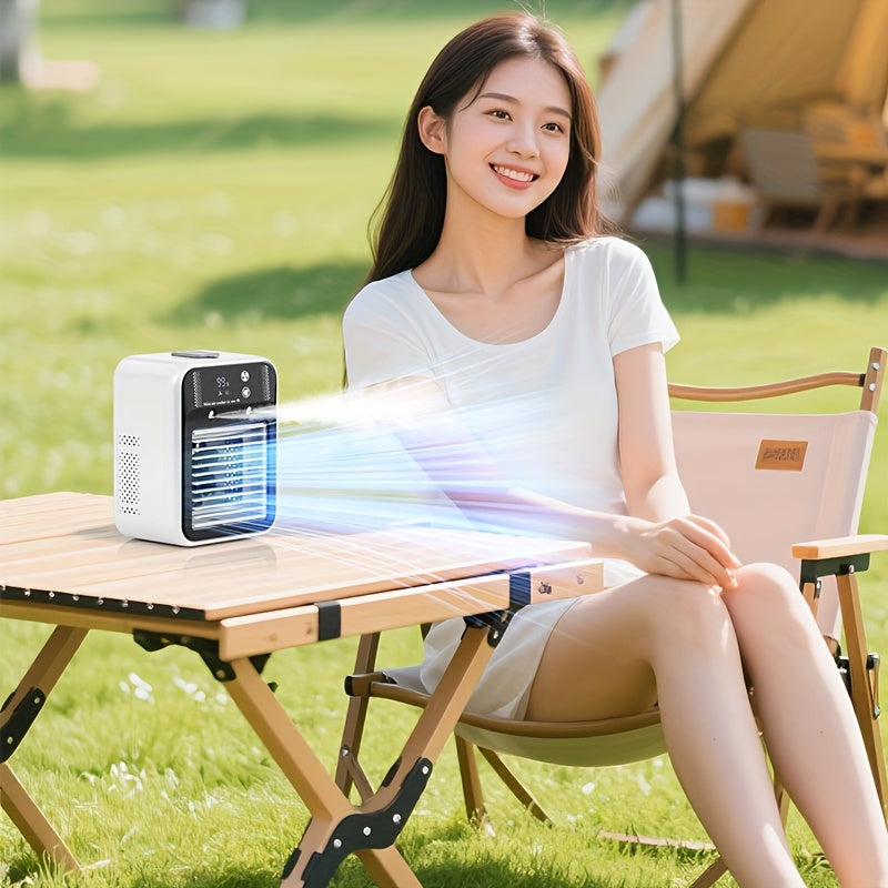 Portable Air Conditioner Fan - 6000mAh Rechargeable Personal Cooling Fan, USB-C Charging, 2 Wind Speeds & 2 Wind Modes, Touch Control, Indoor Outdoor Portable Mini AC Fan for Home, Office & Travel