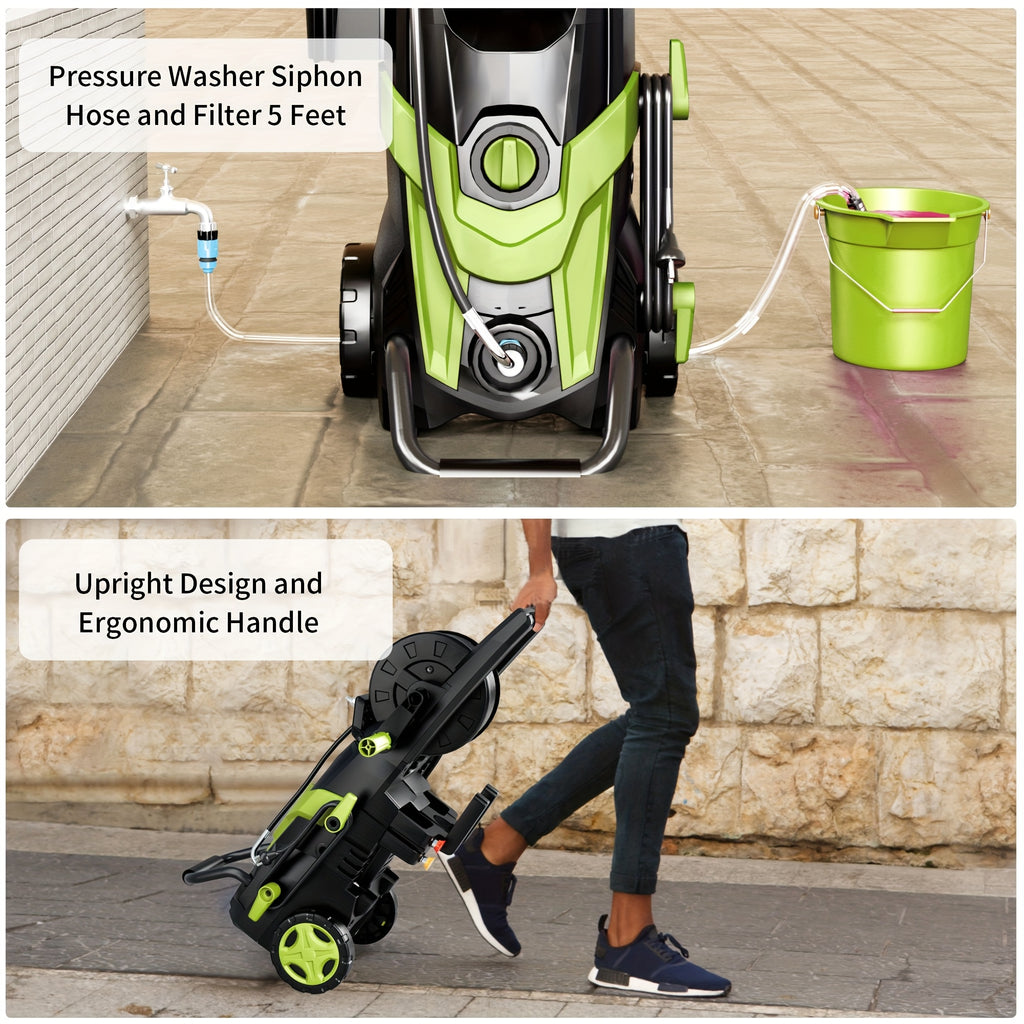 Electric Pressure Washer 4500PSI – 4 Quick-Connect Nozzles, Foam Cannon, Inlet Hose & Filter for Car Washing, Fence, Patio, Driveway & Home Cleaning, 3 Colors