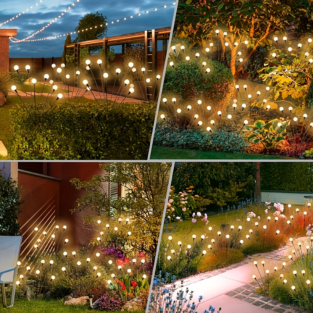 Solar Garden Lights Outdoor Waterproof IP65 LED Firefly Ground Stake Lights 8 Lumens Warm White Solar Lawn Lights for Yard Patio Pathway Landscape Decoration 2 Pack