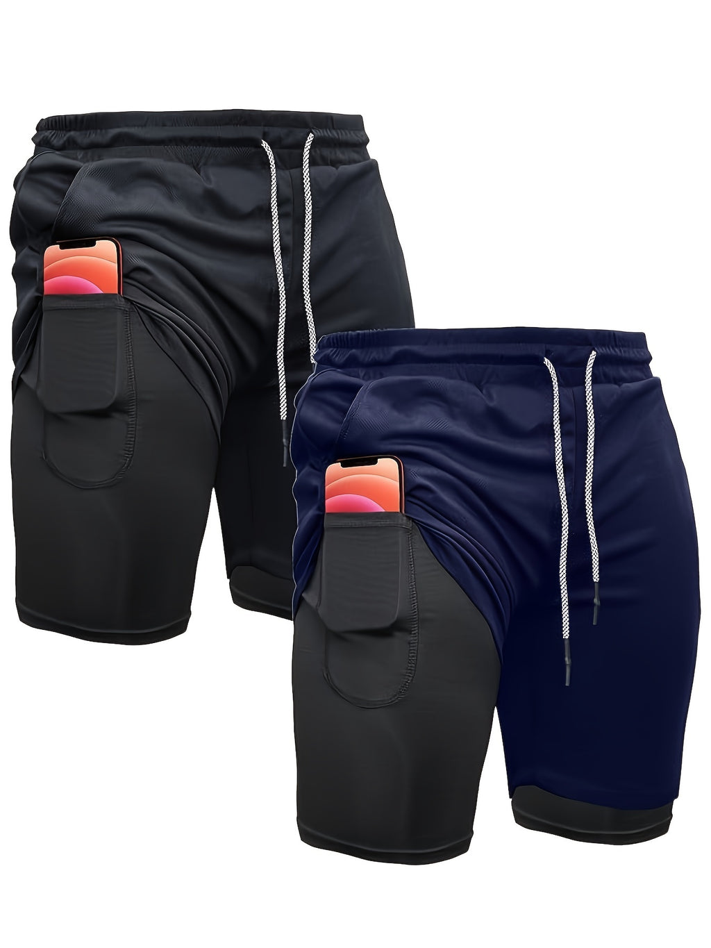 Men's 2-in-1 Running Shorts with Compression Liner – 7 Inch Quick-Dry Workout Shorts for Gym, Yoga & Outdoor Sports, Sizes S-XXL, 3 Colors