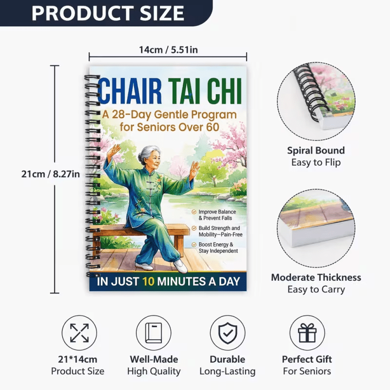 Chair Tai Chi Chair Yoga Guide Books for Seniors 3-Book Set – 10-Minute Daily Exercises 28 & 30 Day Program for Beginners Over 60 Low-Impact Home Fitness Spiral-Bound