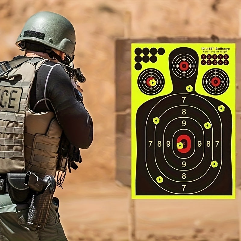 Splatter Targets 12x18 Inch Silhouette Shooting Targets Fluorescent Yellow Self-Adhesive for BB Guns Airguns Rifles Pistols Indoor Outdoor Range Practice 10 20 50 100 Pack