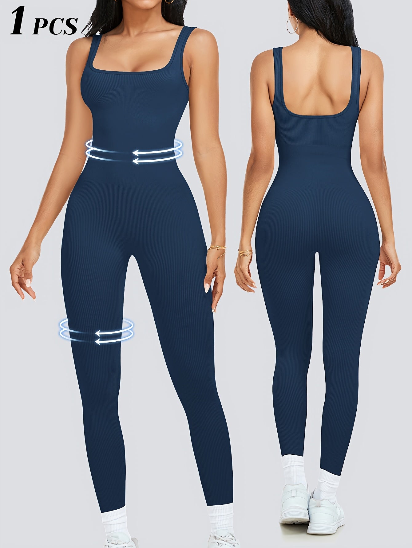 Women's Sleeveless Square Neck Jumpsuit 90% Nylon Stretch Bodysuit for Yoga Pilates Running Fitness Exercise Gym Workout One Piece S M L XL Multicolor