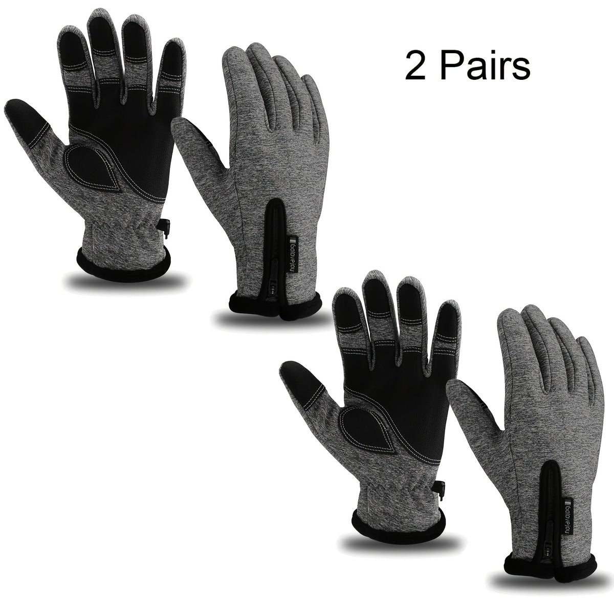 Outdoor Winter Gloves 2 Pairs Windproof Full Finger Slip Resistant Warm Knit Gloves for Cycling Skiing Riding Cold Weather Sports S-XXL