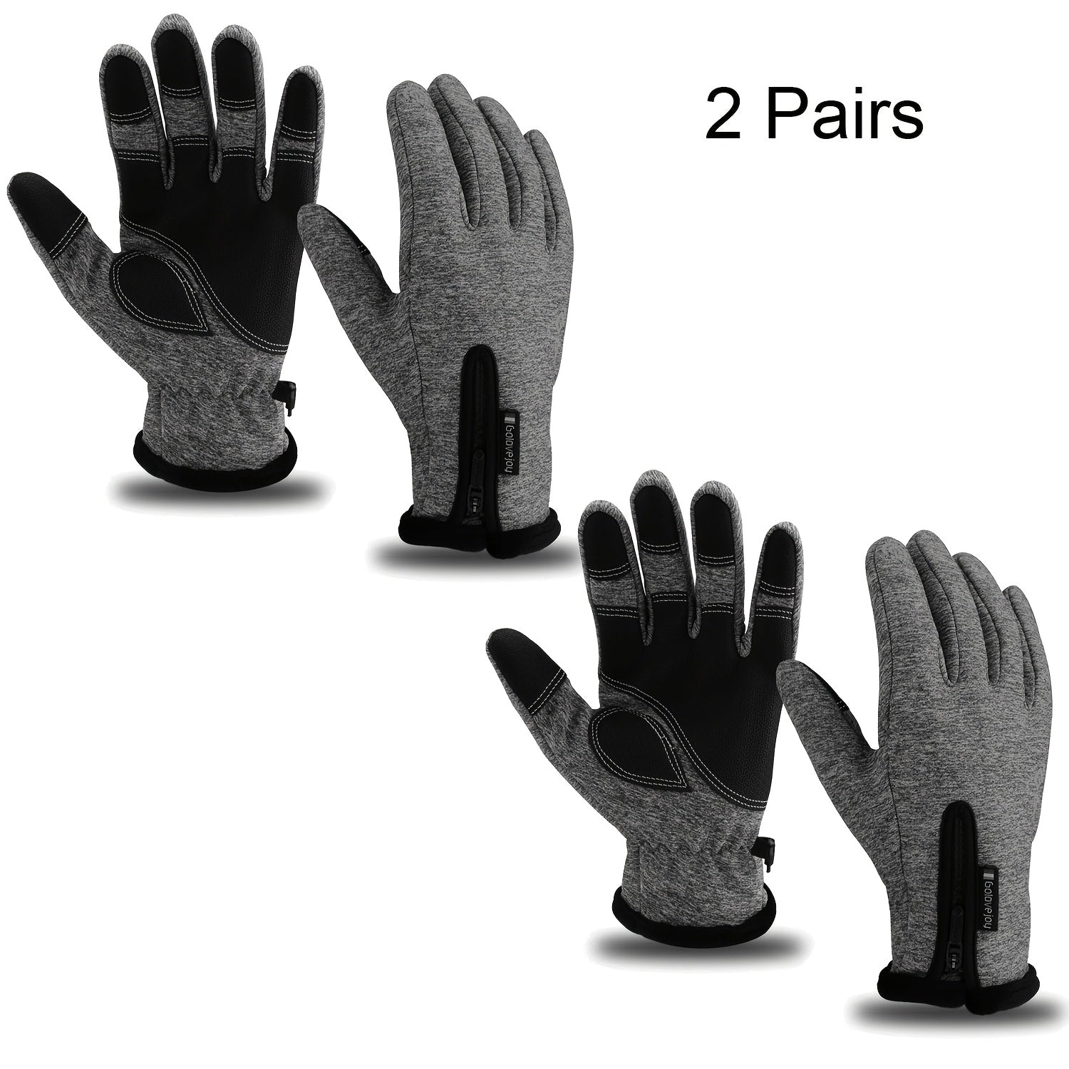 Outdoor Winter Gloves 2 Pairs Windproof Full Finger Slip Resistant Warm Knit Gloves for Cycling Skiing Riding Cold Weather Sports S-XXL
