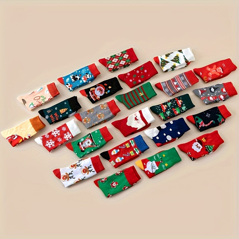 Christmas Socks 30 Pairs Bulk Set – Funny Novelty Holiday Socks with Reindeer Snowflakes Santa Claus Christmas Tree Gingerbread Patterns, Warm Unisex Gift for Men & Women