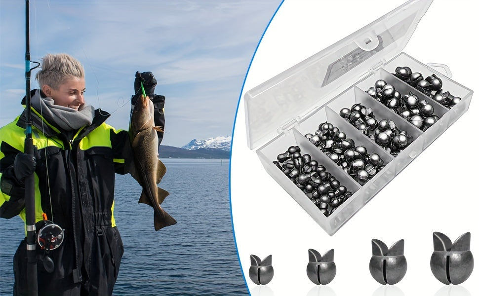 Split Shot Fishing Sinkers 120pcs 5 Sizes – Removable Round Lead Weights for Freshwater & Saltwater Bass Trout Catfish Fishing