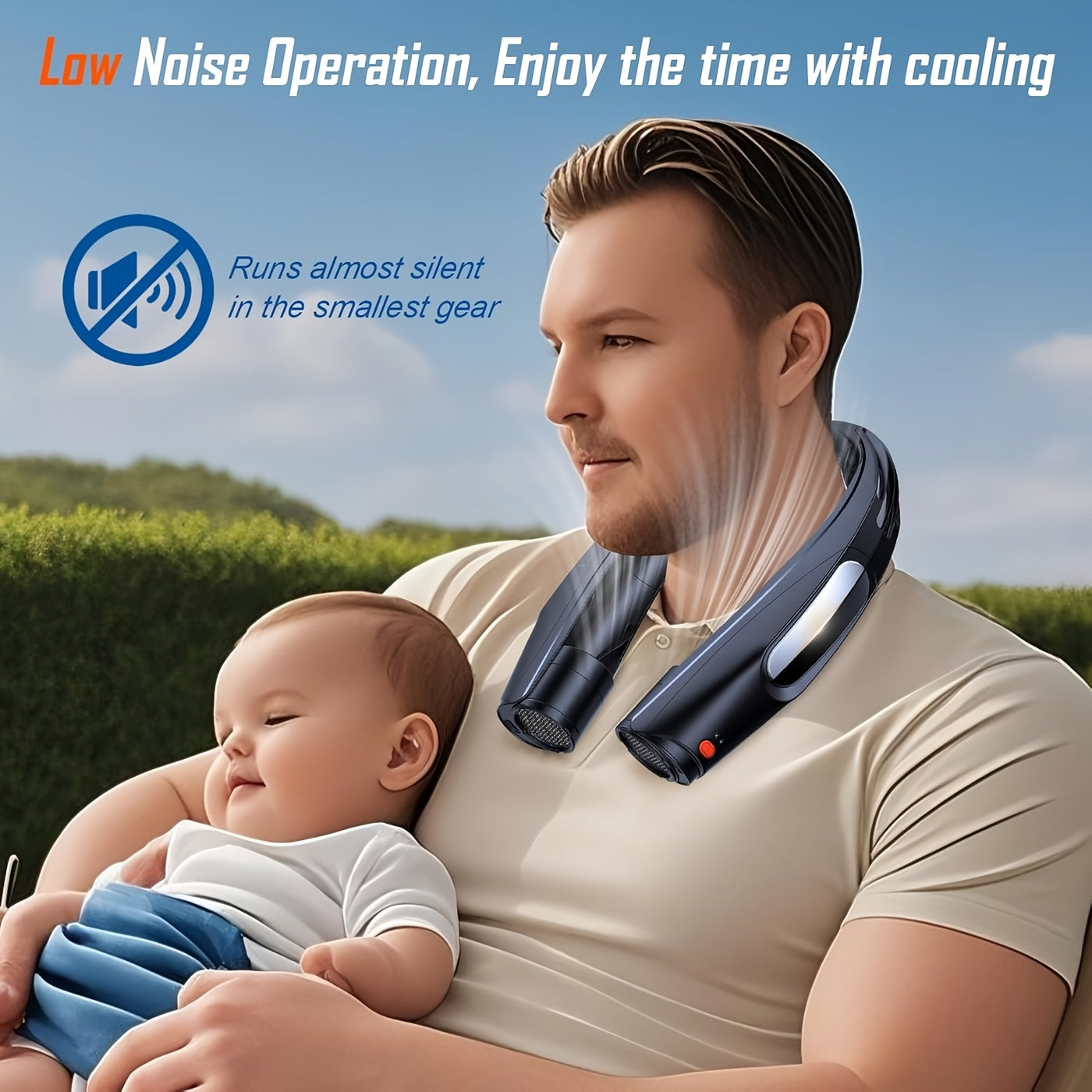 Portable Neck Fan Hands Free Wearable Personal Fan 3000mAh USB Rechargeable 6 Adjustable Speeds Cooling Fan for Camping Outdoor Office Travel Home Black White