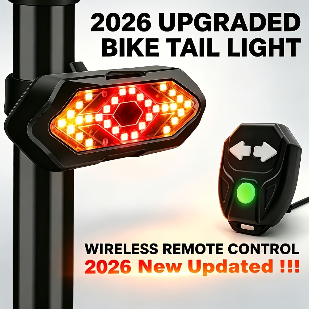 Bike Tail Light with Turn Signals & Wireless Remote – USB Rechargeable 120 Lumen LED Rear Safety Light for Road Mountain Cycling Adults Kids Men Women