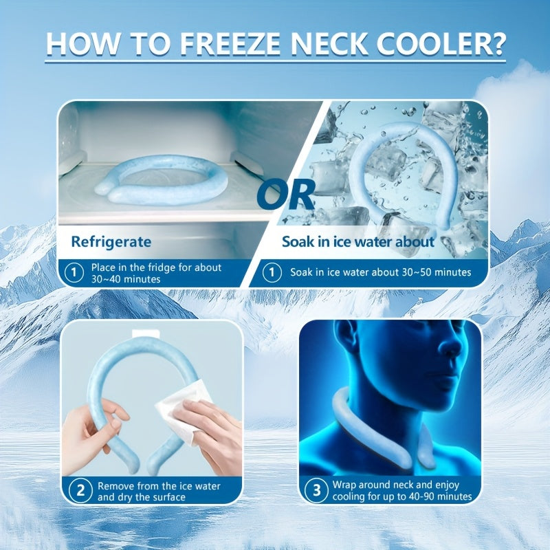 Neck Cooler Ice Ring 3 Pack Wearable Cooling Tube Gel Wrap for Hot Weather Summer Heat Outdoor Workers Sports Hot Flashes Fever Freezes at 28°C Blue White Pink Green