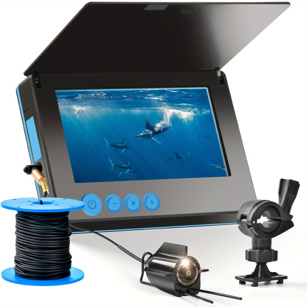 Underwater Fishing Camera Fish Finder HD 4.3 Inch Screen 140° Wide Angle Lens Fish Attracting Light Underwater Camera for Ice Fishing Lake River