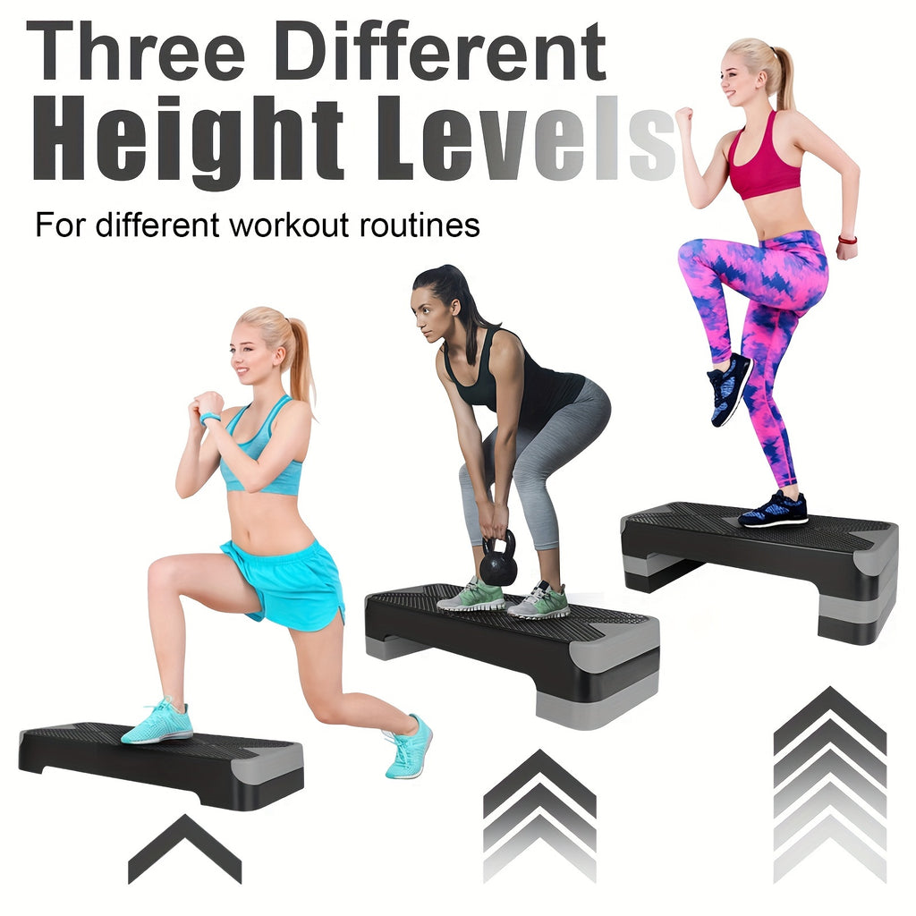 Aerobic Step Platform Adjustable Height 4-6-8 Inch Non-Slip Workout Stepper – Home Gym Cardio Fitness Trainer for Beginners & Advanced Men Women