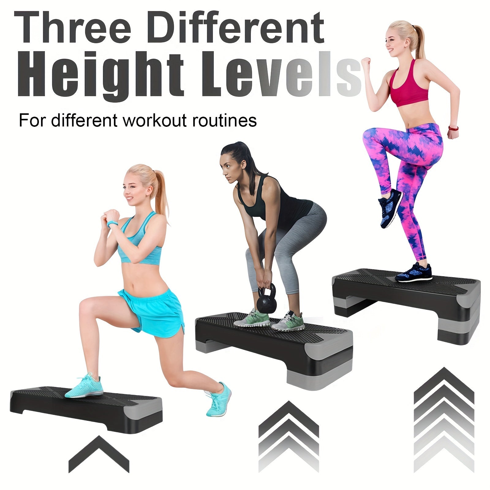 Aerobic Step Platform Adjustable Height 4-6-8 Inch Non-Slip Workout Stepper – Home Gym Cardio Fitness Trainer for Beginners & Advanced Men Women