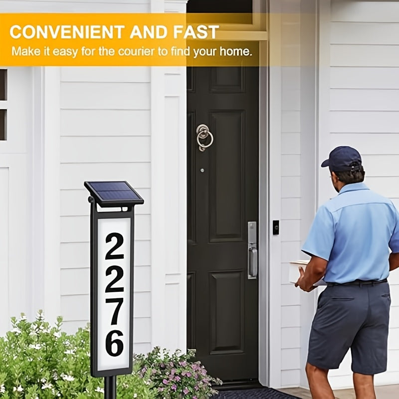 Solar House Number Light Outdoor - Ground Stake Lawn Lamp, No Wiring, Auto Night Lighting, IP44 Waterproof Address Plaque Light for Home, Mailbox, Driveway & Commercial - 1 Pack / 2 Pack