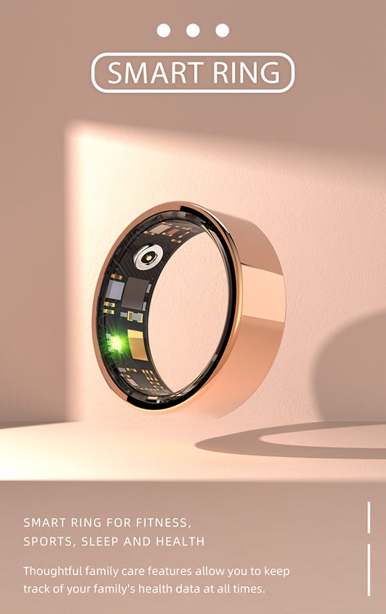 Smart Fitness Ring Bluetooth 5.3 Heart Rate HRV Sleep Steps Calorie Body Temp Stress Tracker No Subscription iPhone Android Compatible Sizes 7-13 Black Silver Gold