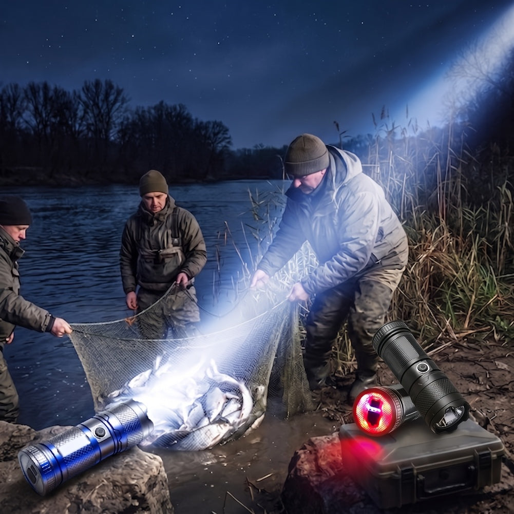 1800 Lumen Super Bright LED Flashlight USB-C Fast Charging - 8 Modes Zoomable Beam COB Tail Light - Long-Lasting Lithium Battery Tactical Flashlight for Camping Fishing Emergency Home