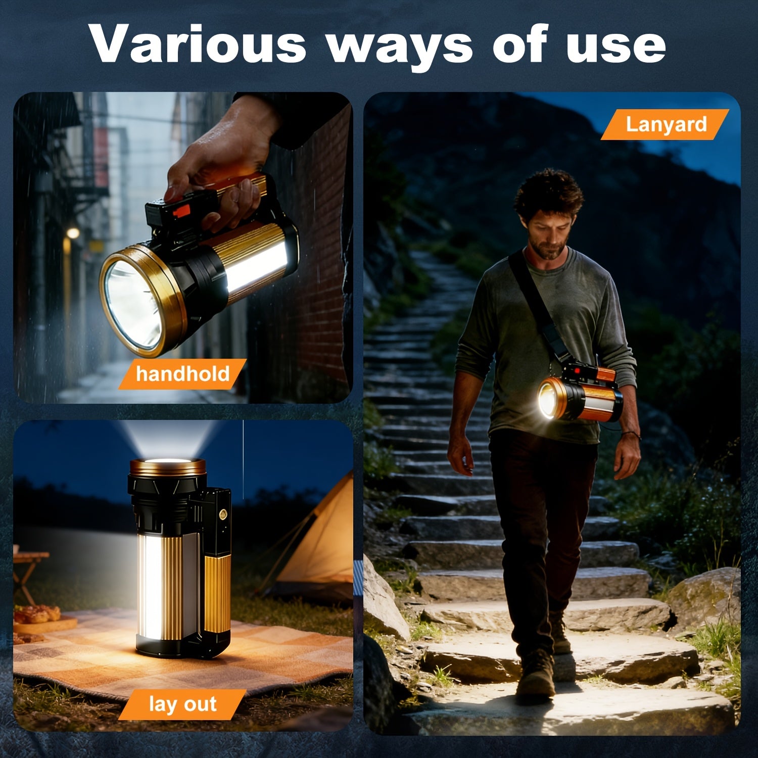 2000 Lumen Rechargeable Flashlight with Zoom – USB Zoomable LED Torch 2400mAh 3 Modes High Power for Camping Fishing Hiking Hunting Emergency Outdoor
