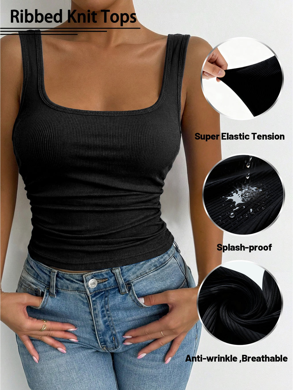 Women's Sleeveless Tank Top 4 Pack Fitted Crew Neck Pullover High Stretch Casual Bottoming Shirt Spring Summer Outdoor Mixed Colors S-XXL