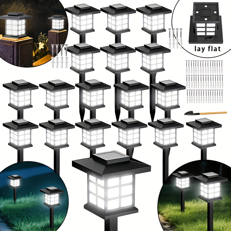 Solar Pathway Lights Outdoor IP55 Waterproof LED 10-Hour Runtime – Garden Driveway Landscape Stake Lights Auto Dusk-to-Dawn – Warm White & Color-Changing – 6 12 24 Pack