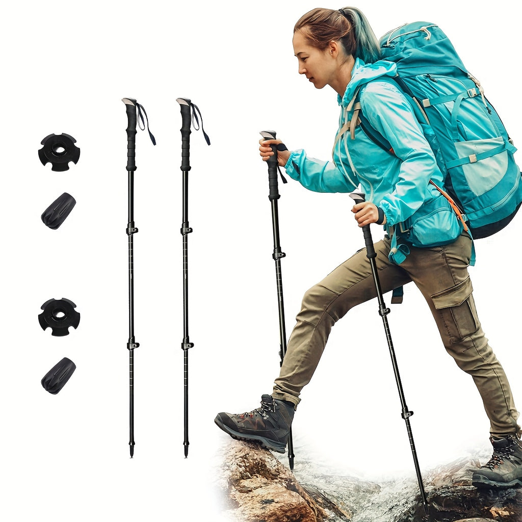 Trekking Poles 2 Pack Aluminum Alloy Collapsible Hiking Poles with Quick Lock Lightweight Walking Sticks for Men Women