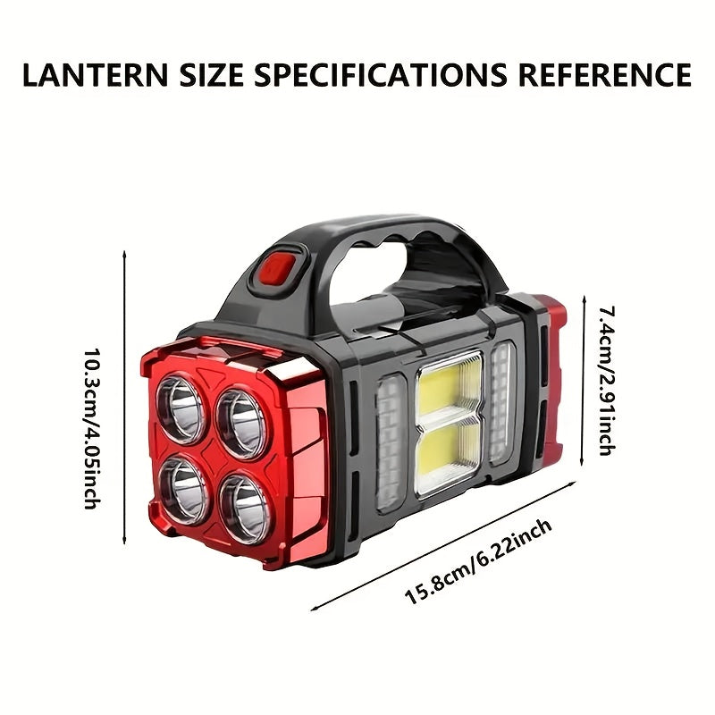 Solar Camping Flashlight Rechargeable USB LED Torch with Power Bank Function Long Battery Life Portable Waterproof for Camping Hiking Outdoor Emergency Survival Gear