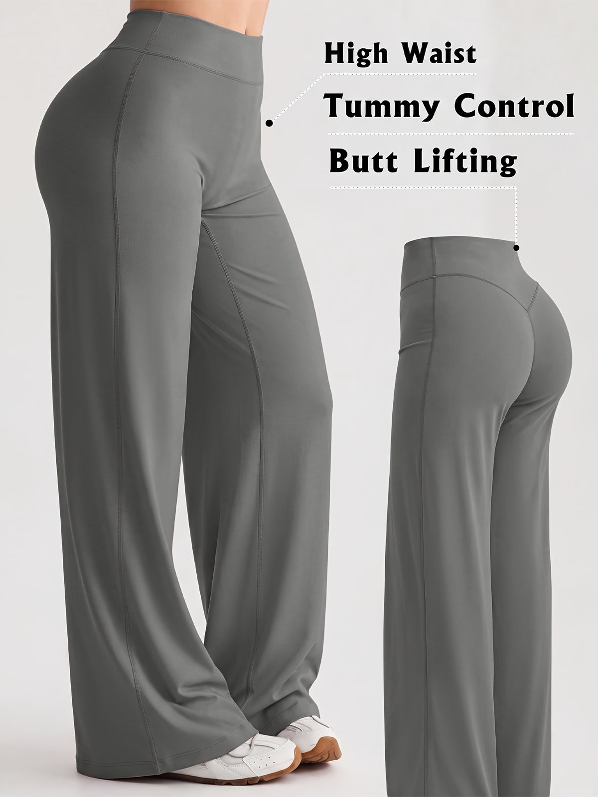 Women's Loose Straight Leg Yoga Pants – Breathable Soft Fabric Relaxed Fit Casual Lounge Trousers for Yoga, Workout, Home & Everyday Wear | S-XL | Chestnut, Cyan, Grey, Black