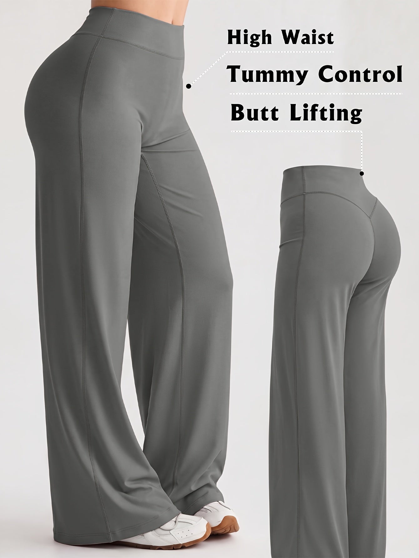 Women's Loose Straight Leg Yoga Pants – Breathable Soft Fabric Relaxed Fit Casual Lounge Trousers for Yoga, Workout, Home & Everyday Wear | S-XL | Chestnut, Cyan, Grey, Black