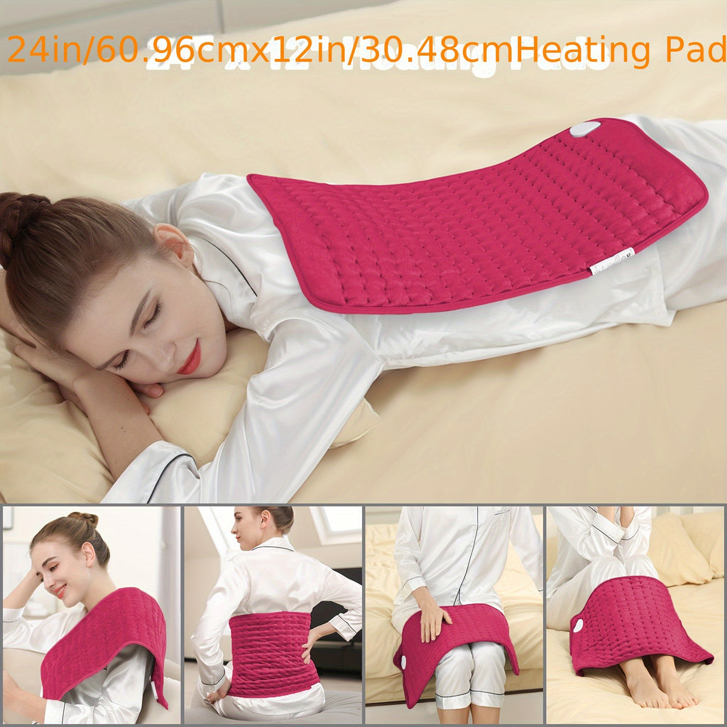 Heating Pad for Back Neck Shoulders 24x12 – Wet & Dry Heat, 6 Levels to 140°F, 4 Timer Settings, Auto Shut-Off, Machine Washable | Soft Flannel Pad for Abdomen, Knee & Leg Pain Relief, Christmas Gift