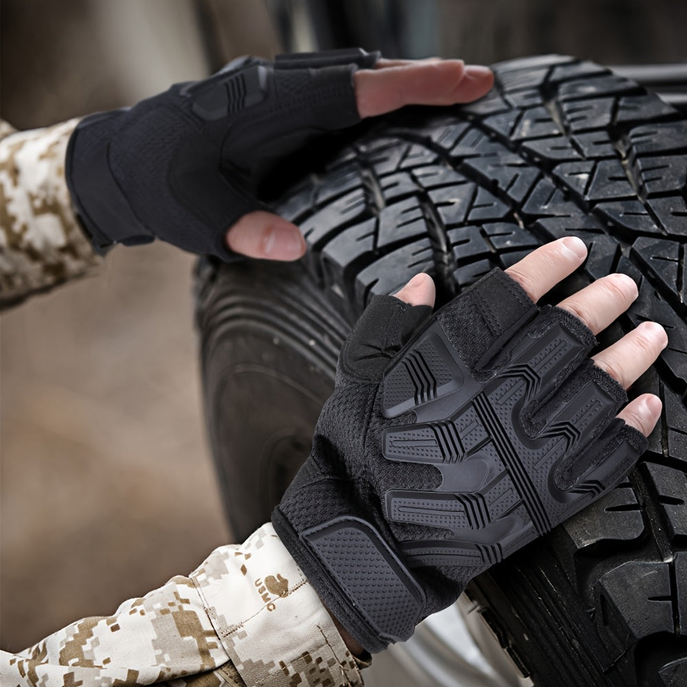 Fingerless Tactical Gloves for Men & Women – Non-Slip Half Finger Gloves for Outdoor Sports, Fishing, Cycling, Hiking & Military Training, Breathable Quick-Dry Camouflage
