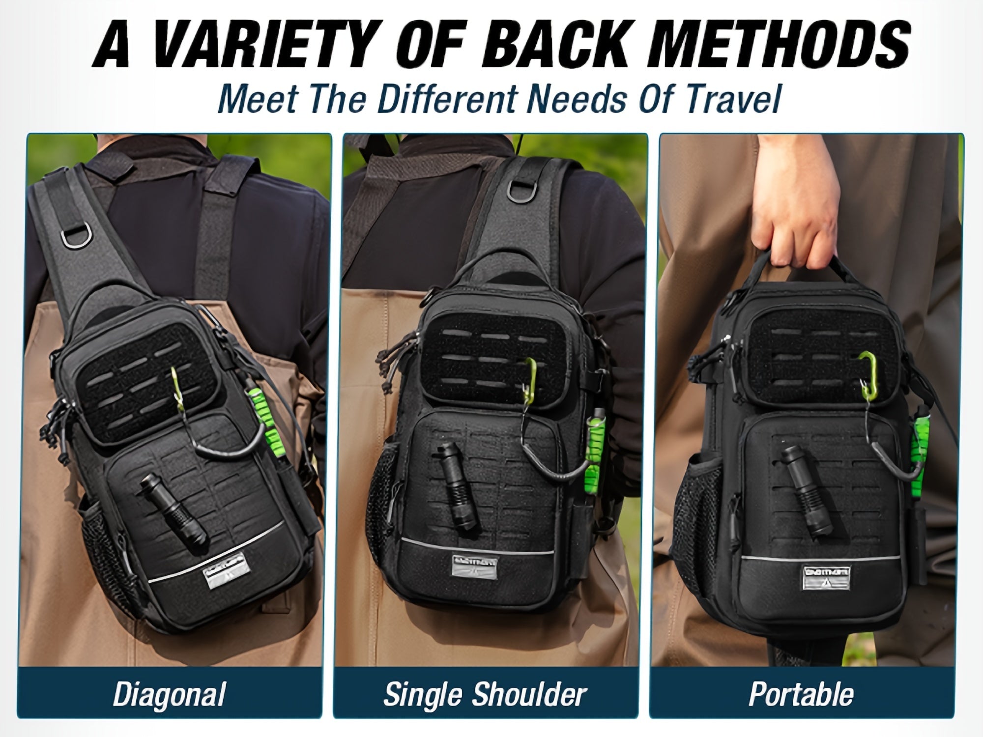 Tactical Camouflage Shoulder Bag – Military Style Crossbody Sling Bag for Outdoor Hiking Camping Hunting Travel Men Women Black Green Khaki Camo