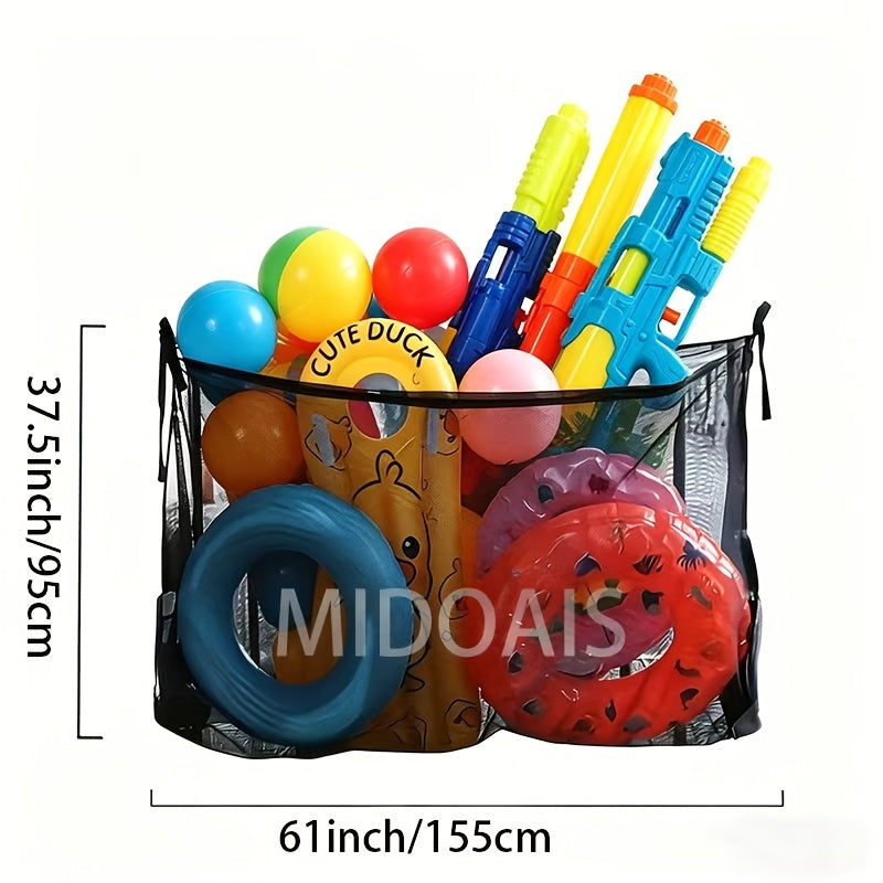 Large Mesh Drawstring Bag Pool Float Storage Bag Inflatable Swimming Ring Bag Beach Pool Toy Organizer Net Bag 60 Inch