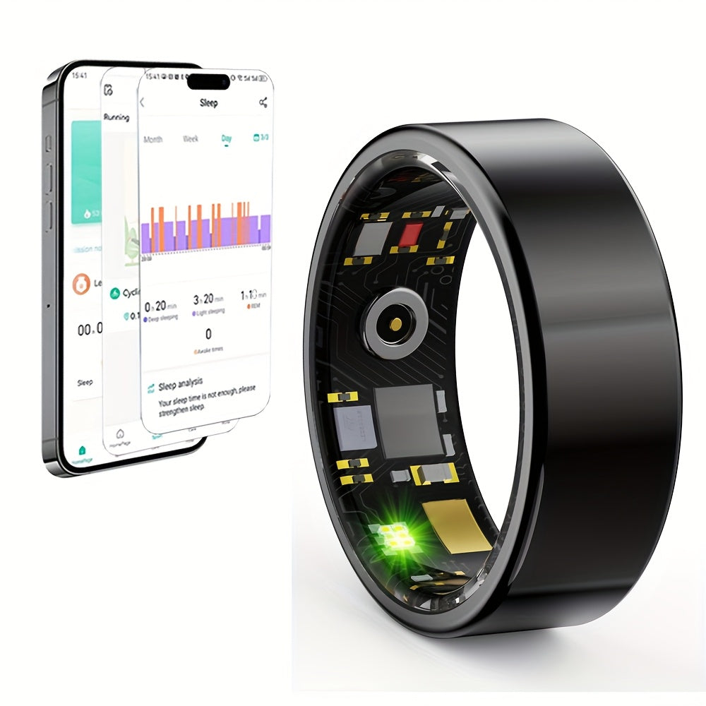 Smart Ring Fitness Tracker Waterproof for Men Women – Sleep Tracking, Pedometer, Calories & Exercise Tracking, Compatible with iPhone Android, Sizes #7-#13, Black Rose Gold Silver