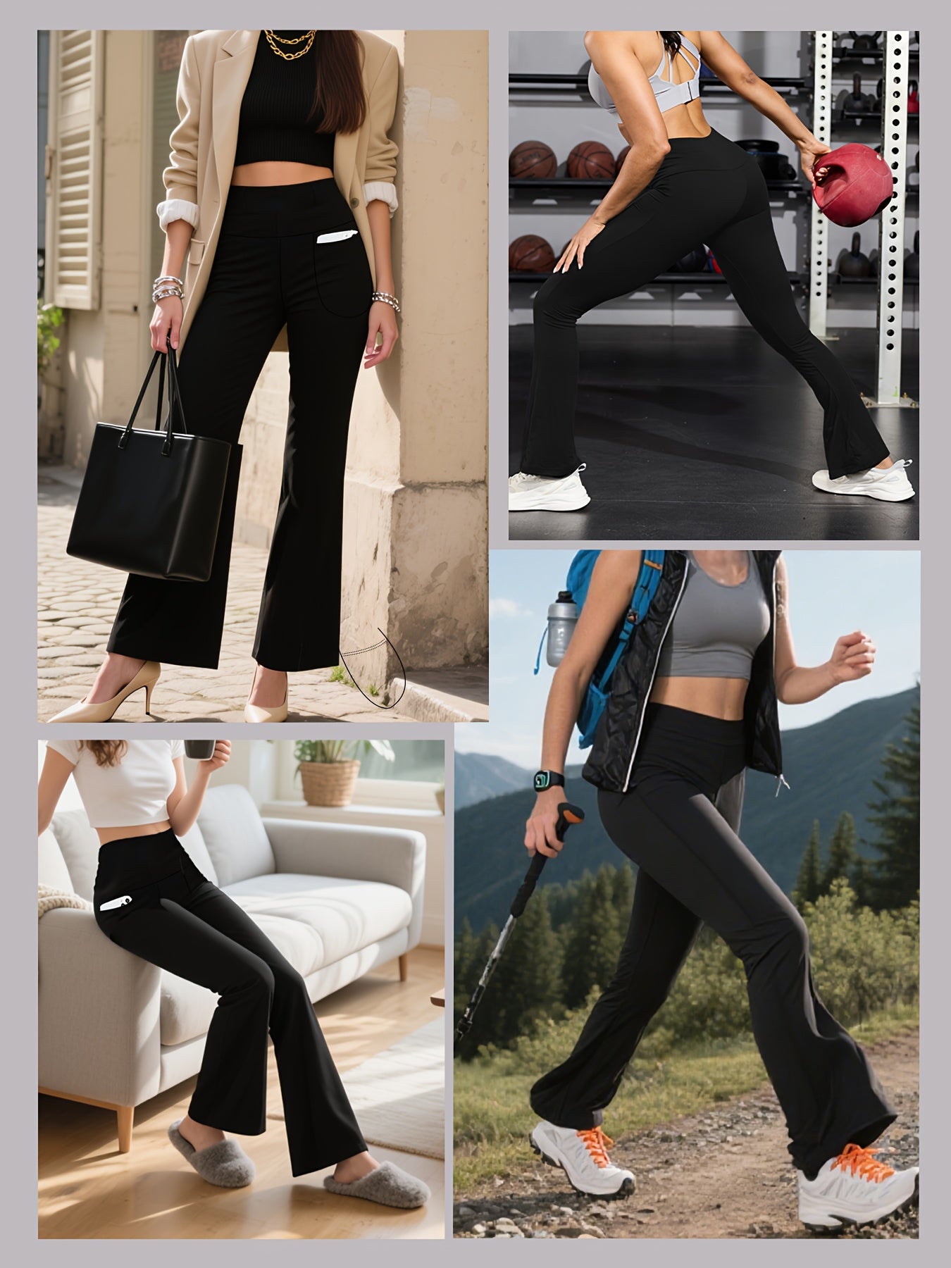 3-Pack Women's Bootcut Flare Yoga Leggings High Waist Tummy Control with Pockets – Super Soft 4-Season Workout Pants for Gym Pilates Everyday Casual Athleisure S M L XL XXL Mixed Color Sets