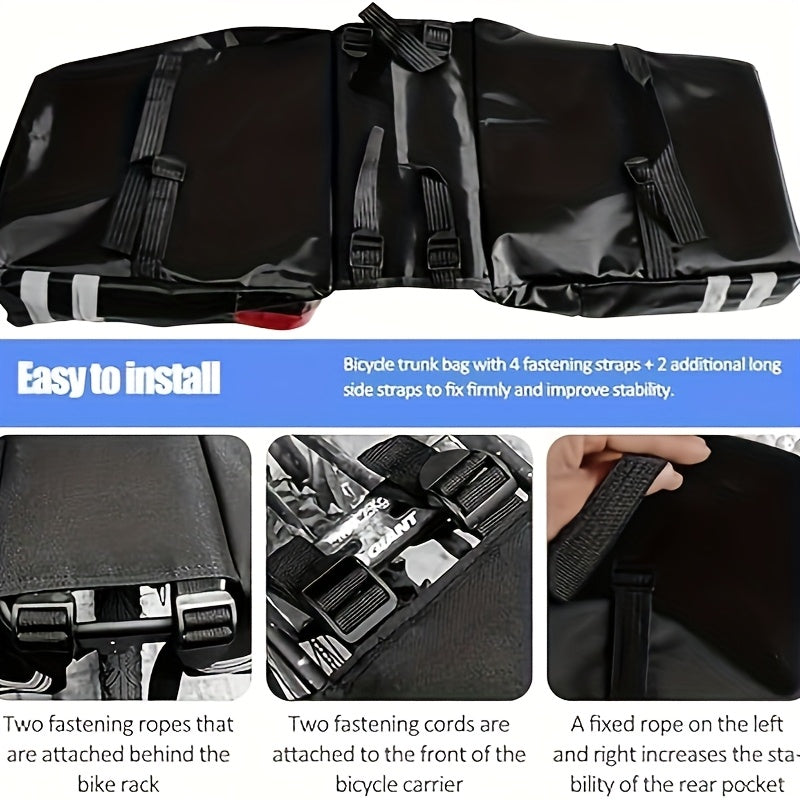 Bike Bag Set 3-Piece Cargo Rack Bag + Saddle Bag + Shoulder Bag – 13.21 Gal Large Capacity Cycling Storage for Road Mountain Commuter Bike Touring – Red Black Blue