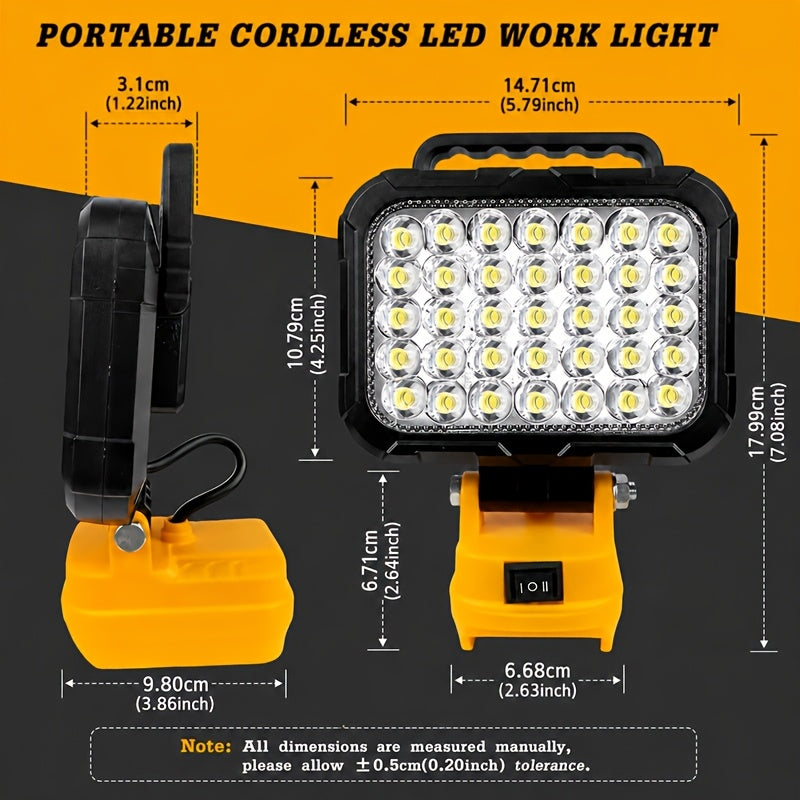 Cordless LED Work Light 140° Rotating Floodlight – Compatible with Makita 18V & Milwaukee M18, Ultra-Bright Job Site Construction Light for Garage, Auto Repair & DIY (Battery Not Included)