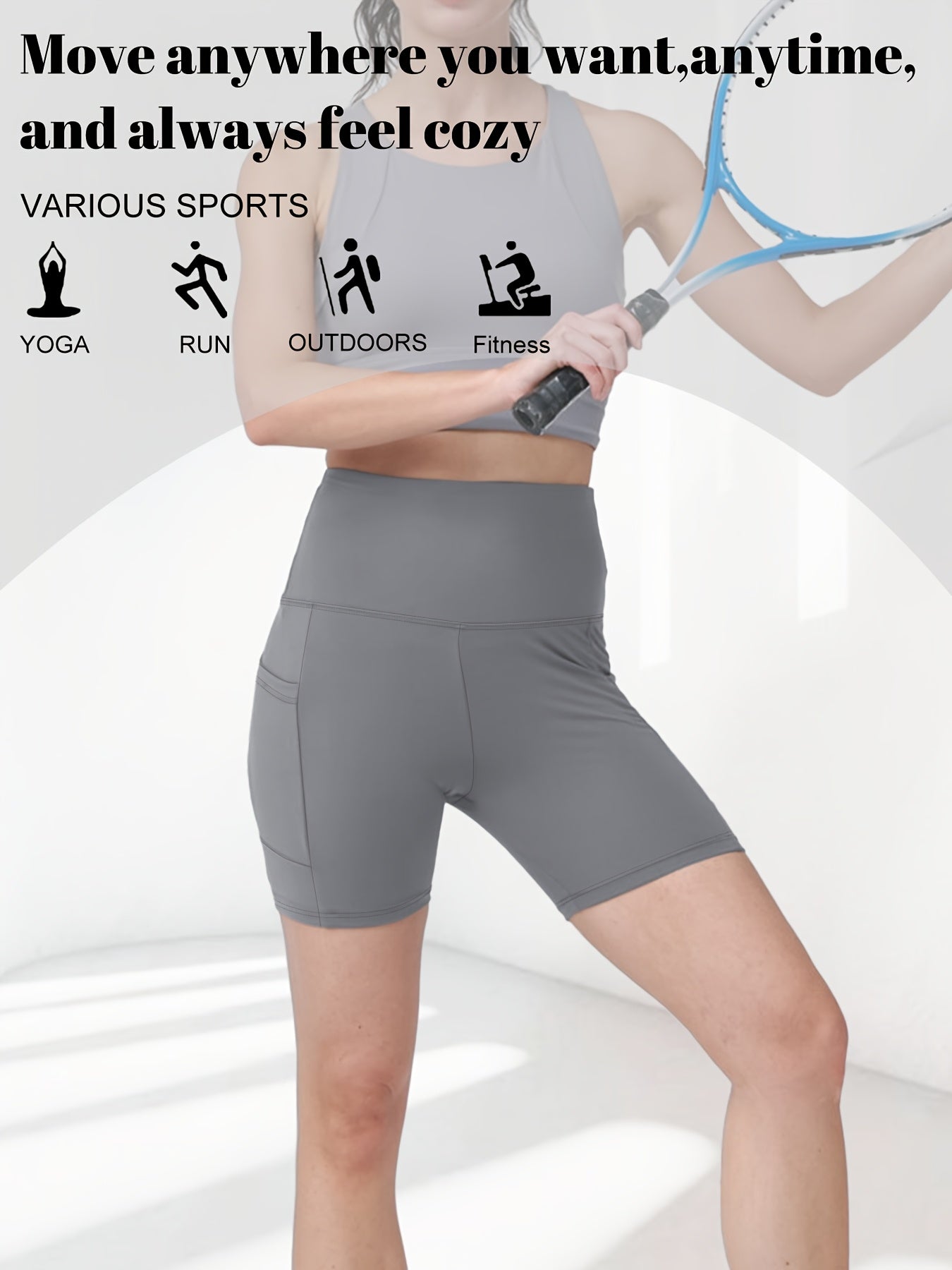 Women's High Waisted Yoga Shorts Butt Lifting Tummy Control, 88% Polyester Stretch Workout Shorts for Running Cycling Fitness, Casual Athletic Shorts Sizes S-XXL Black Dark Gray