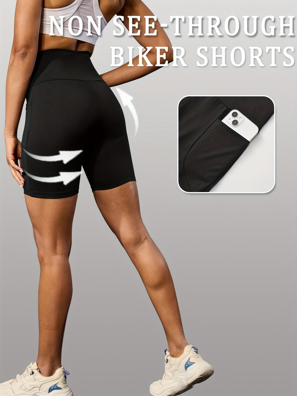 Women's Biker Shorts with Pockets 5 Pack - High Waist Tummy Control No See-Through Workout Shorts, 6" Inseam, Super Soft Stretchy Athletic Shorts for Running Yoga Gym Training, XS-XXL