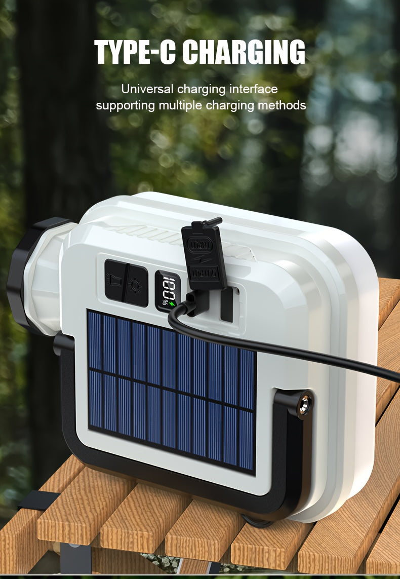 Solar Rechargeable Flashlight Ultra Bright – 3600mAh Lithium Battery, 8 Lighting Modes, Hidden Hook, Portable Camping Flashlight for Camping, Climbing, Fishing & Emergency, Great Gift for Men