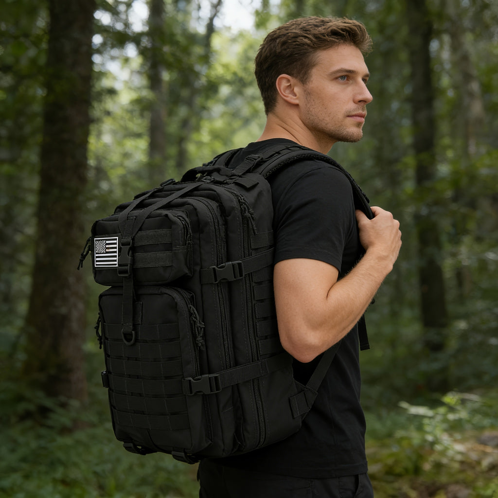 Tactical Backpack 45L MOLLE Rucksack 900D – 17" Laptop Compartment Multi-Pocket Expandable 3-Day Pack for Hiking Camping Traveling – Military Style Daypack Gift for Men Dad
