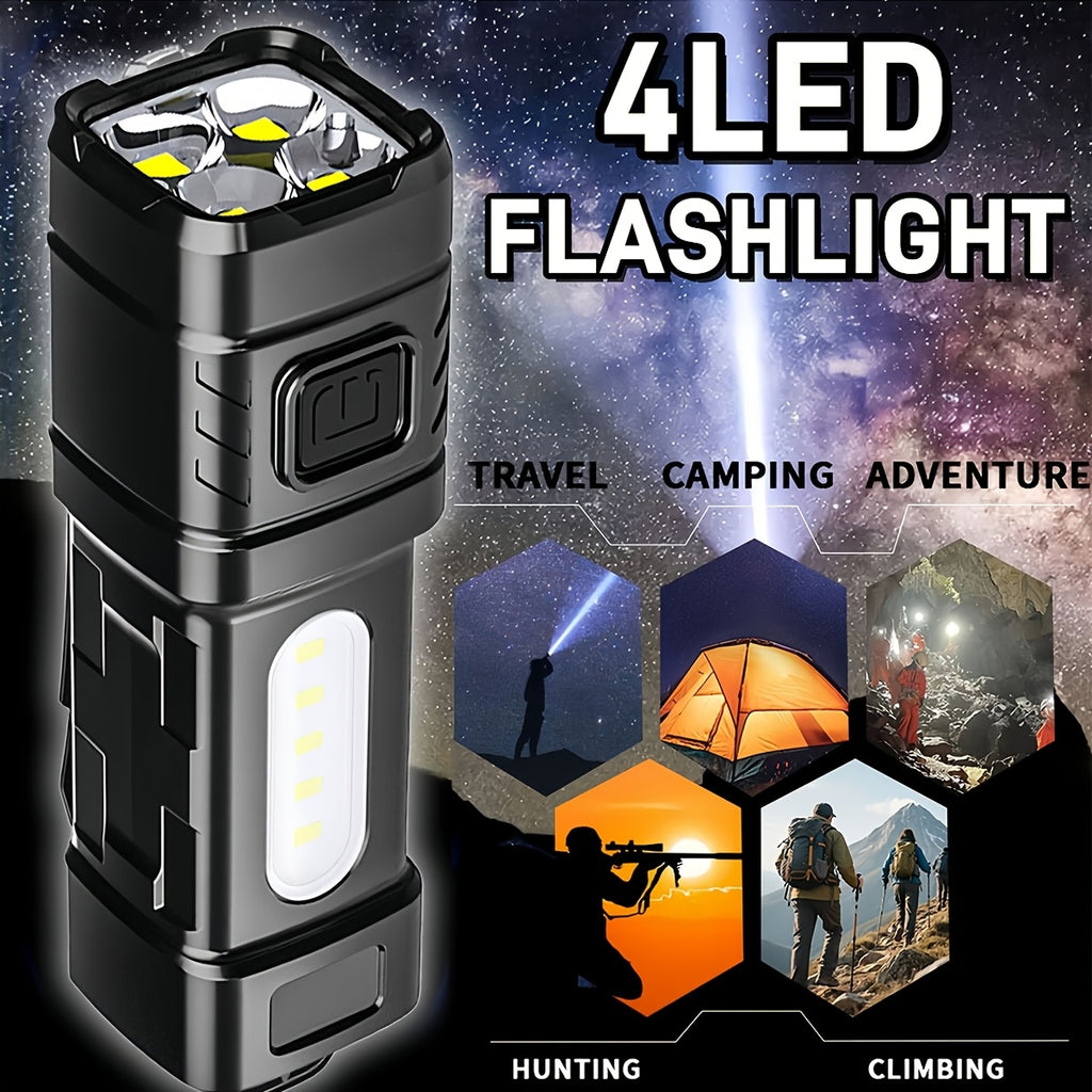 1000 Lumen Tactical Flashlight & Pocket Knife 2-Piece Survival Set – USB Rechargeable 250M Beam 4-Mode Aluminum Flashlight + Clip Knife for Camping Hiking Fishing Emergency EDC