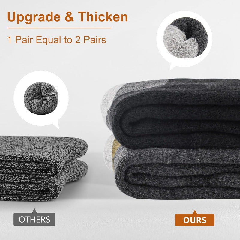 Wool Socks for Men 5 Pairs Extra Thick Thermal Winter Crew Socks Heavy Duty Cold Weather Boot Socks Size 7-13 Multicolor Gift Set
