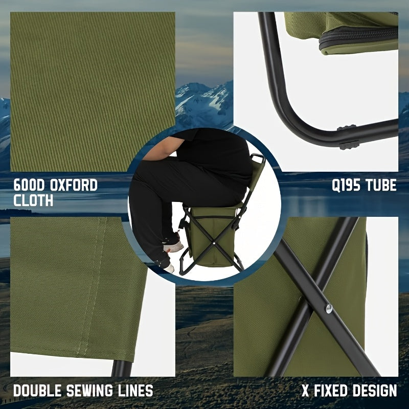 Folding Camping Chair Lightweight Portable with Backrest & Carry Bag – Heavy Duty Outdoor Seat for Camping Hunting Fishing Hiking Beach Picnic – Compact Collapsible Camp Chair for Adults Green Camo Blue